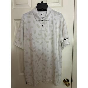 Nike Tour Men's Medium Dri-FIT Short Sleeve Golf White/Black/Gold FD5739-100 NEW